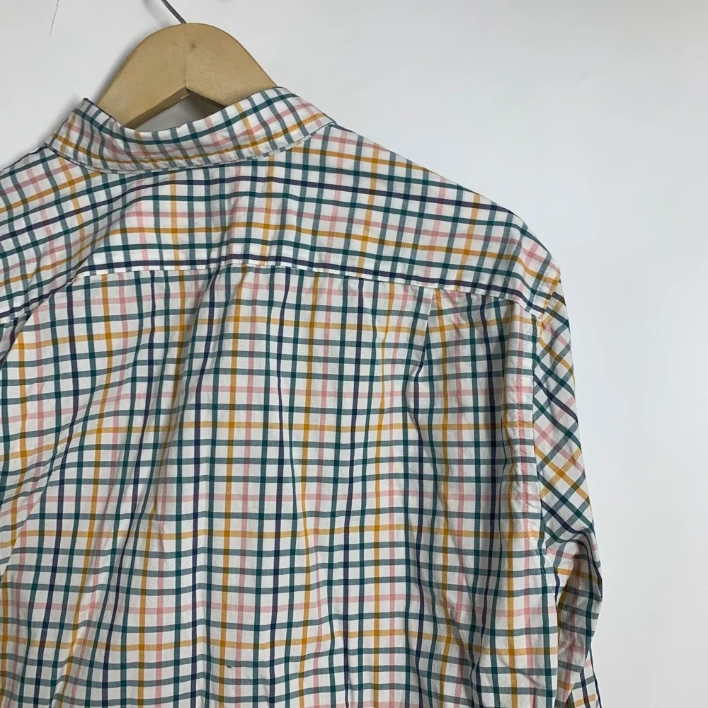 J Crew Slim Fit Long Sleeve Slim Untucked Button Down Shirt Plaid‎ Men Size L